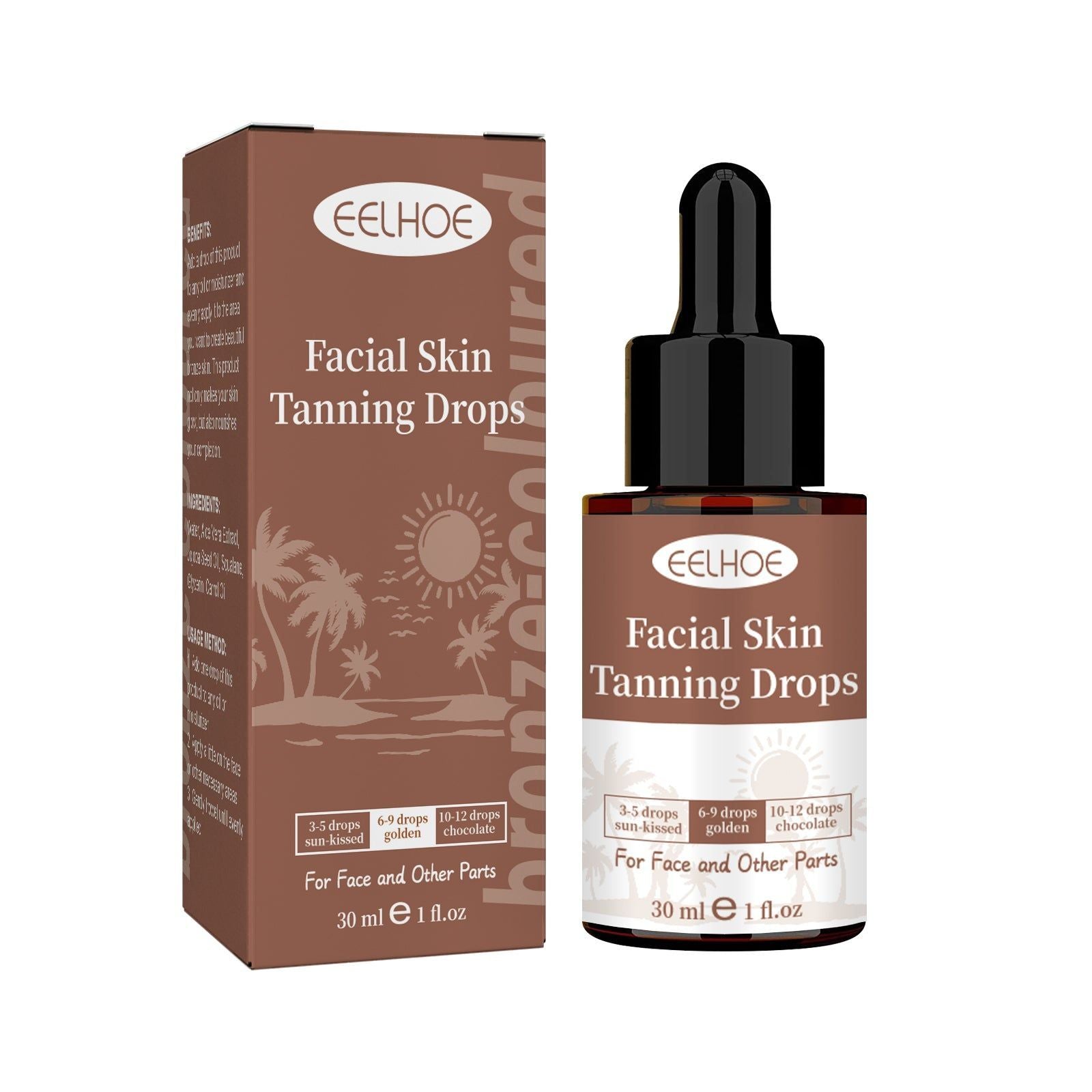 Create a Tan Facial Serum, Natural Sun-Kissed Glow, Safe Outdoor Tanning ,30ml