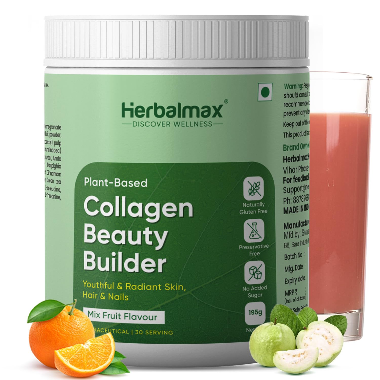 Herbal max 100% Veg Collagen Builder Mixed Fruit 195 Grams