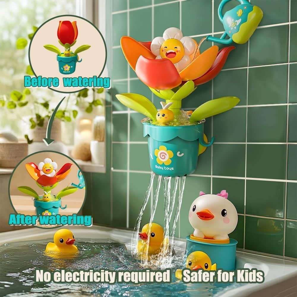 Baby Water Play Toy Sunflower In Water Shower Boys Girls Bath Spray Water Toy