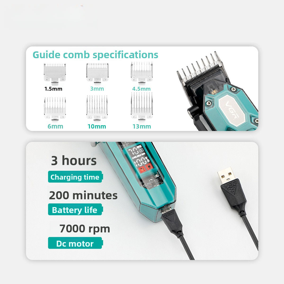 Electric Hair Clipper with LCD Display