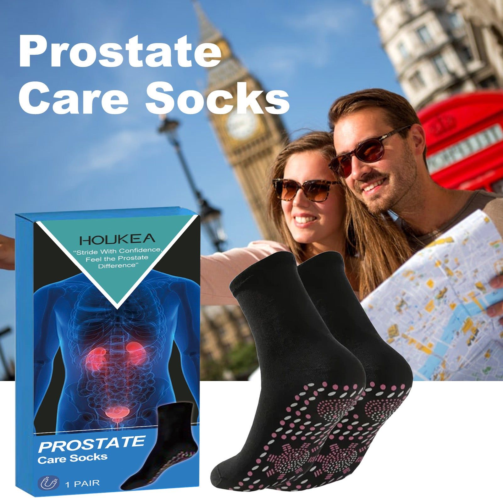 Prostate Care Socks, Breathable Foot Care, Magnetic Therapy, Comfortable, Non-Slip Outdoor Sports ,1pair
