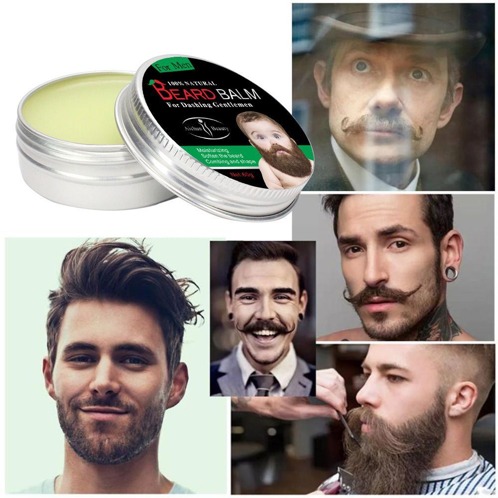 2pcs Beard Cream Moisturizing Organic Growth Wax Natural Beard Balm For Men
