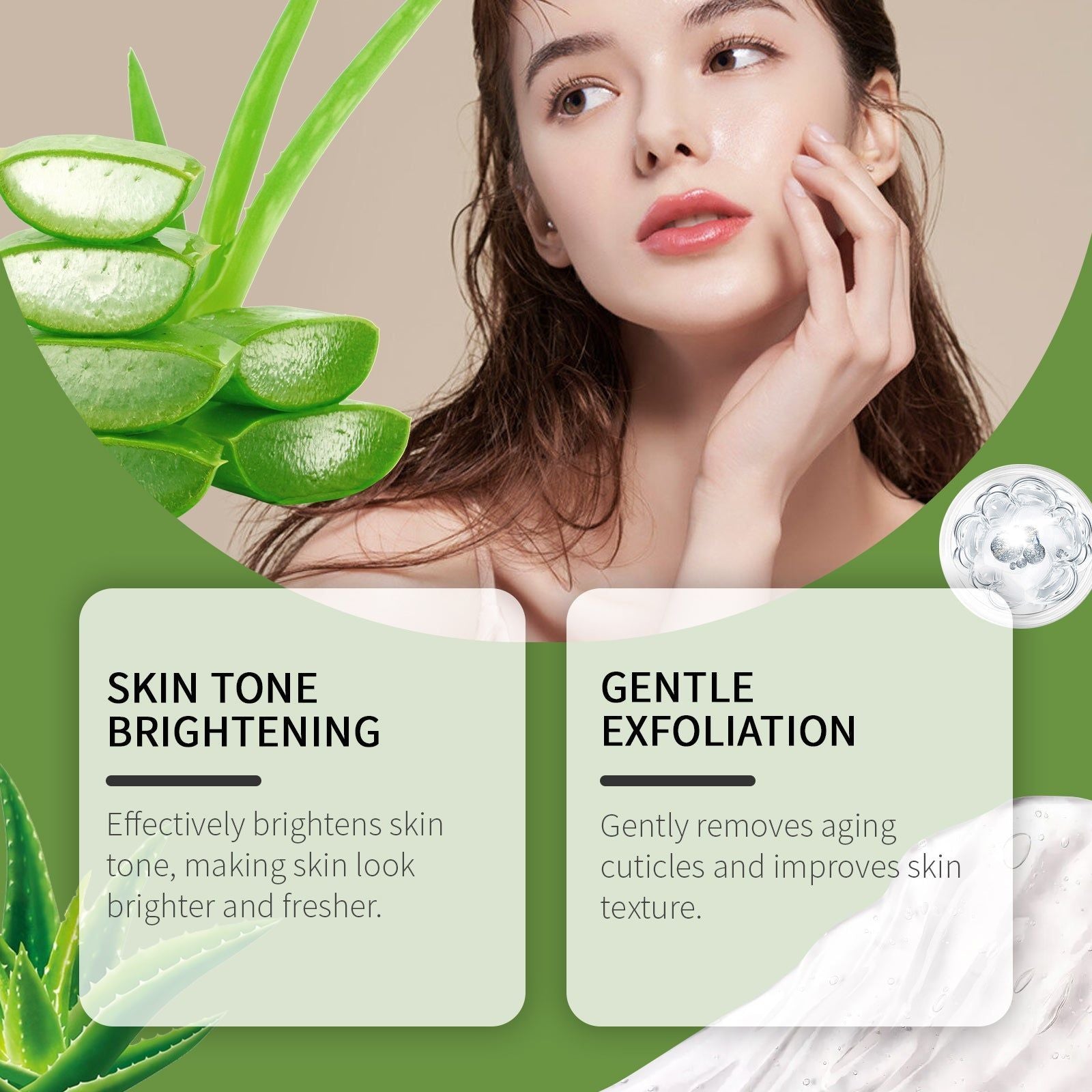 Aloe Amino Acid Exfoliating Gel, Gentle Facial Care for Bright, Smooth Skin ,100g