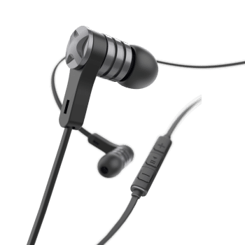 HAMA 184018  "Intense” headphones, in-ear, microphone, flat ribbon cable, black