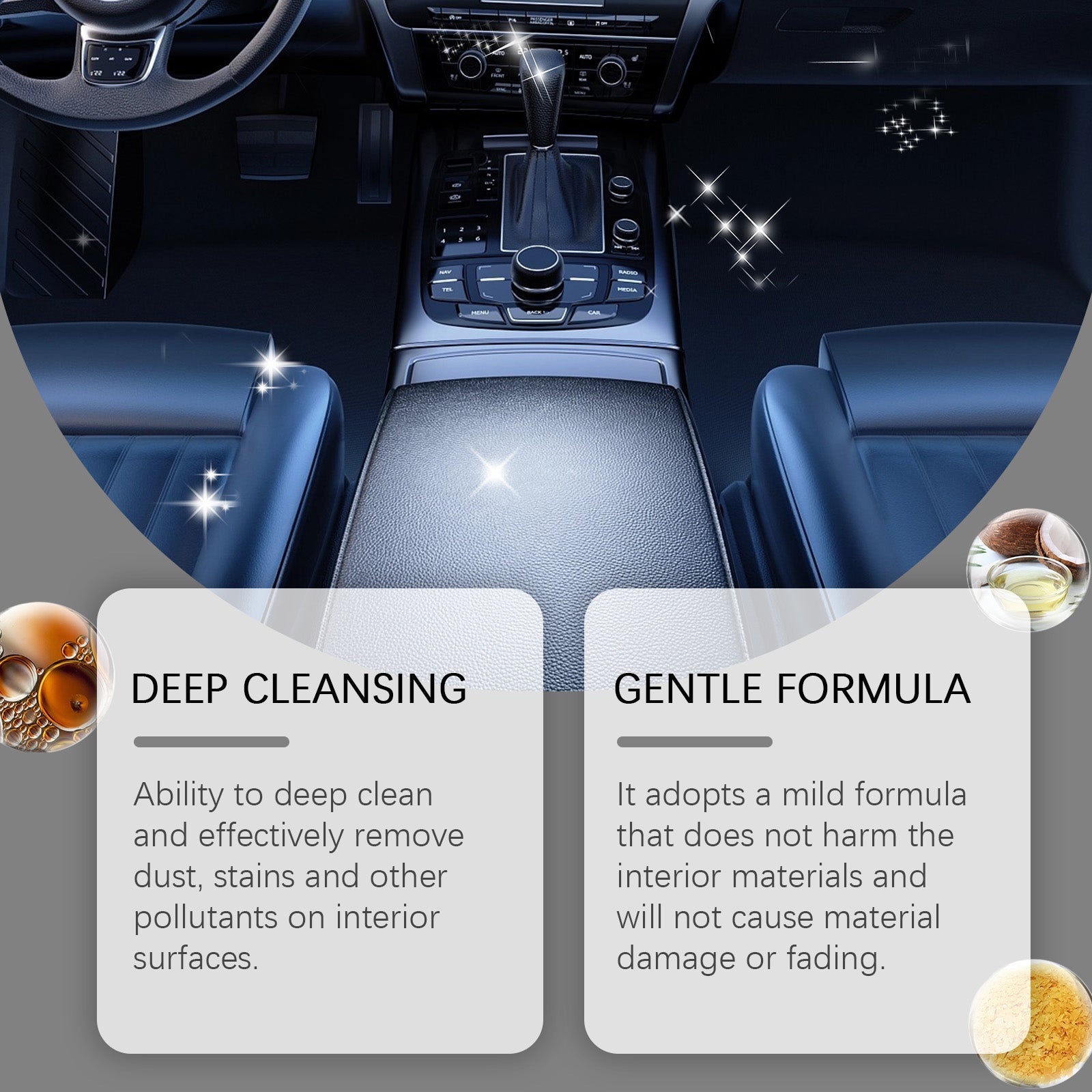 Car Interior Cleaning Paste, Deep Foam Wash, Dust and Stain Removal, Eco-Friendly Car Cleaning Solution ,1set