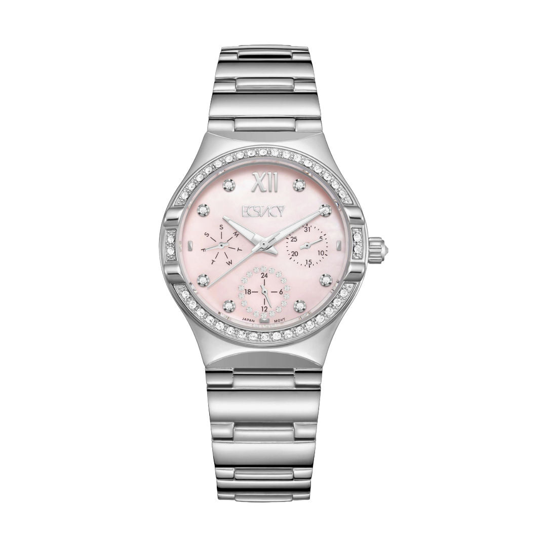 Ecstacy Women's Multi Function Pink Dial Watch, E23608-SBSMP Series