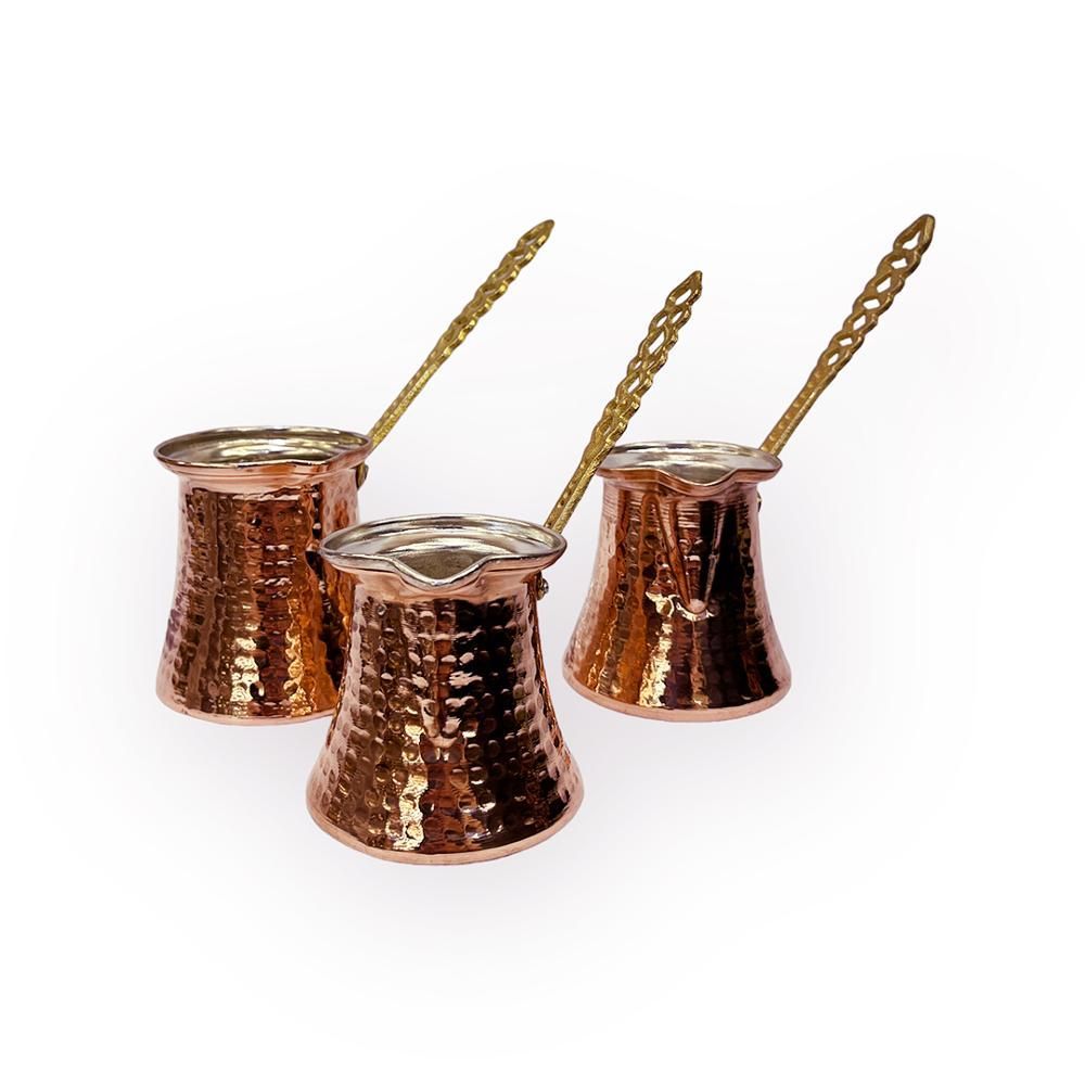 3 Pieces Copper Coffee Pot Set Turkish Coffee Handmade Craftsmanship
