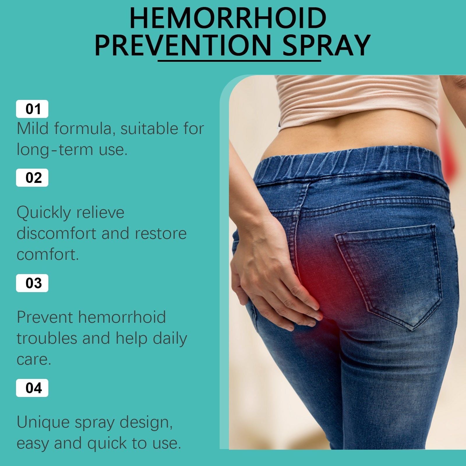Body Care Spray, Herbal Hemorrhoid Relief, Gentle Daily Anal Care, Natural Comfort ,30ml