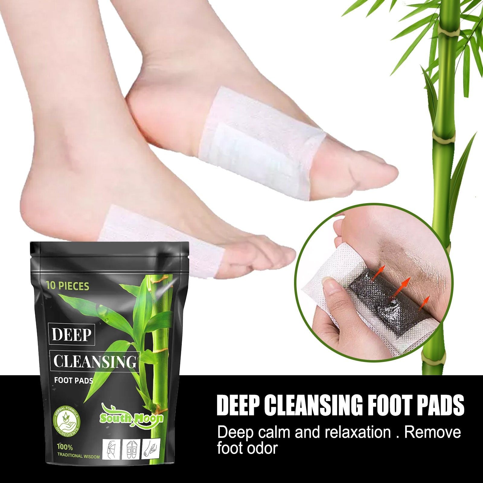 Deep Clean Foot Stick, Bamboo Charcoal, Relieve Fatigue, Sleep Aid, Relaxation ,10pcs
