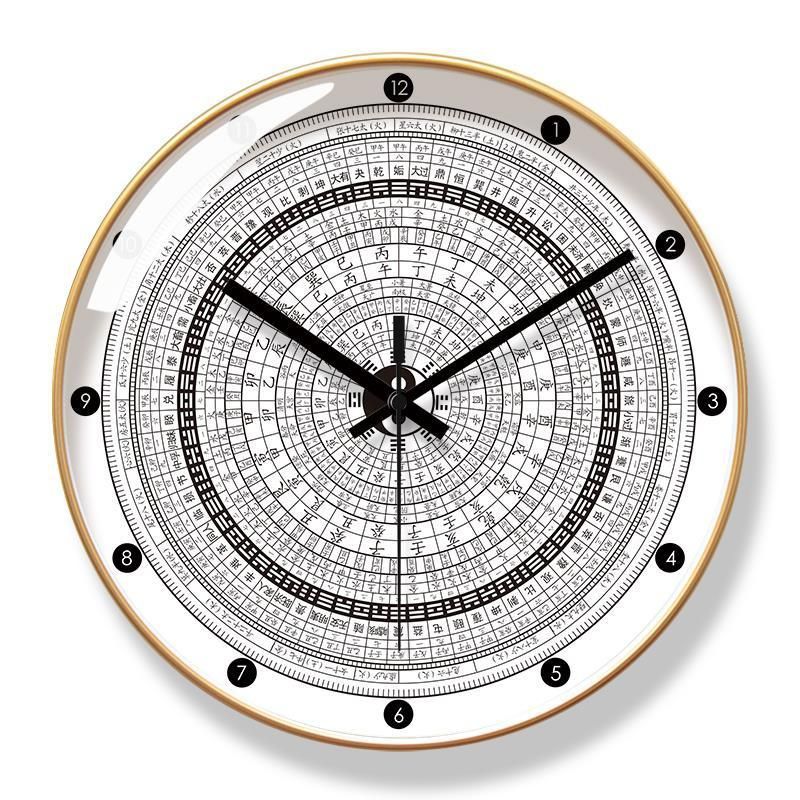 12 Inch Bagua Wall Clock, Silent Quartz Yin Yang Chinese Style Home Decor