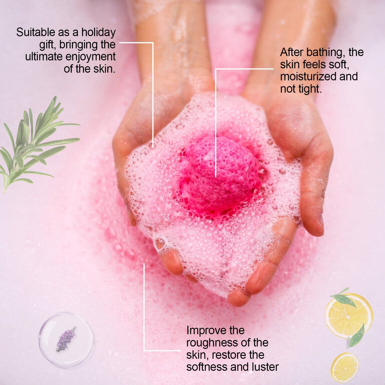 Bath Salt Ball Set, Moisturizing Floral Bath Sponge, Long-Lasting Fragrance ,6pcs