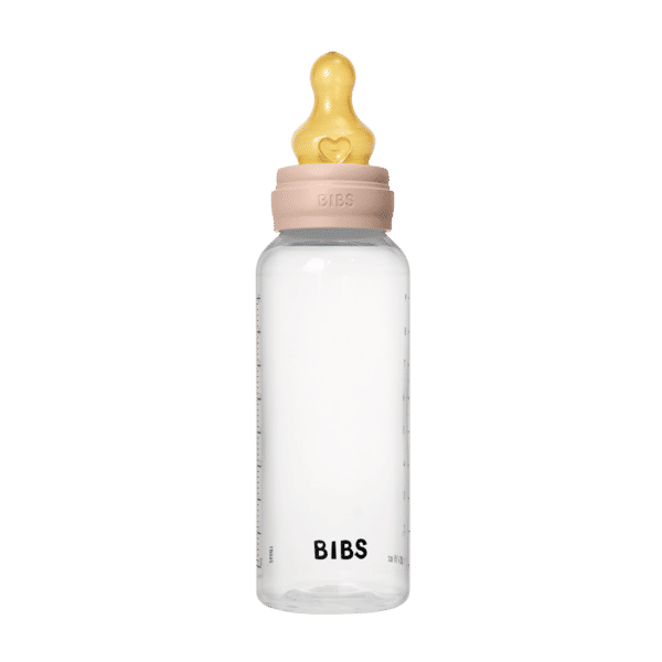 BIBS Glass Baby Bottle Round Latex 240 ml (3-6m Blush)