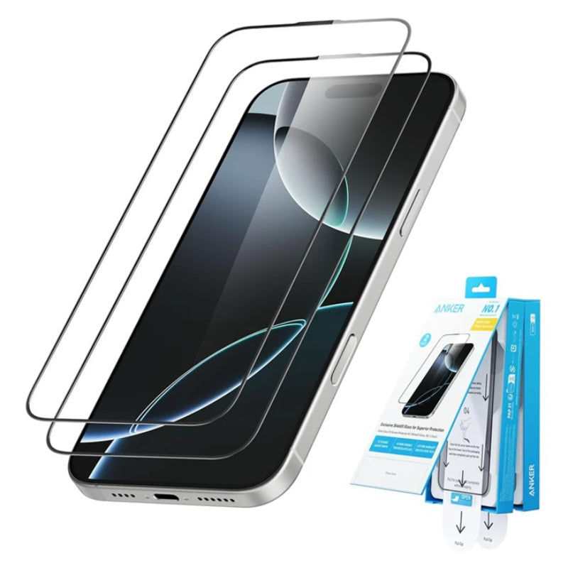 Anker Tempered ShieldX Glass Kit for iPhone 16 Pro, Clear