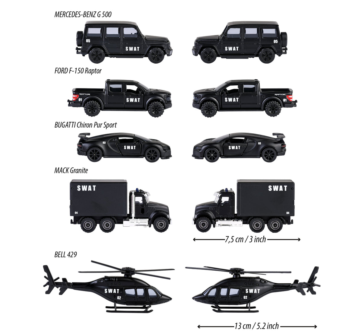 Majorette - SWAT Die-Cast Vehicle Playset - Black - 5pcs