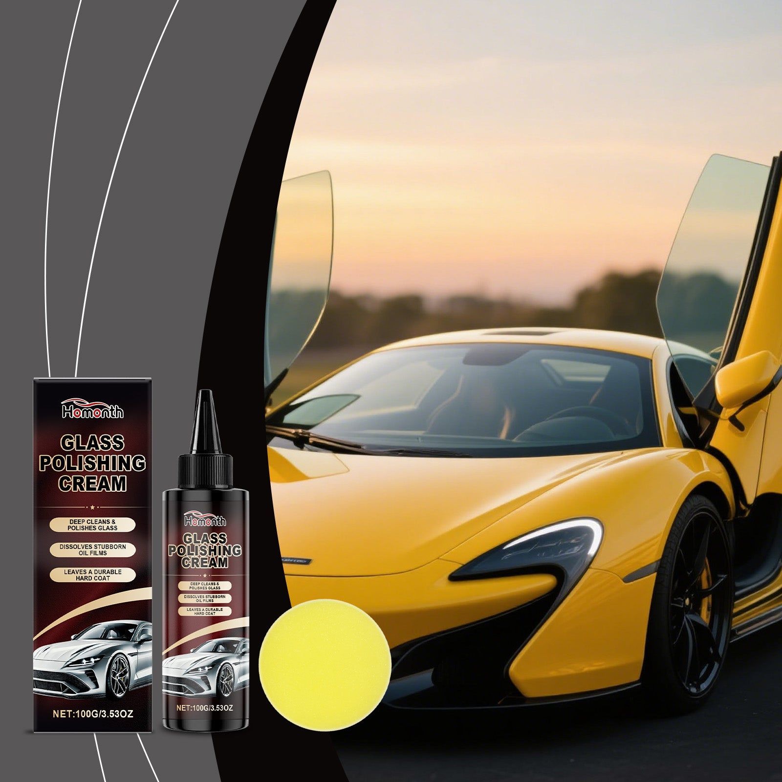 Car Care Glass Cleaner Set, Stain Removal, Crystal Clear Vision, Safe Driving ,1set