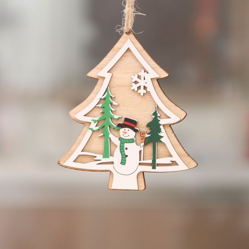 5pcs Christmas Tree Hanging Ornament Xmas Wooden Pendant Home Party Decorations