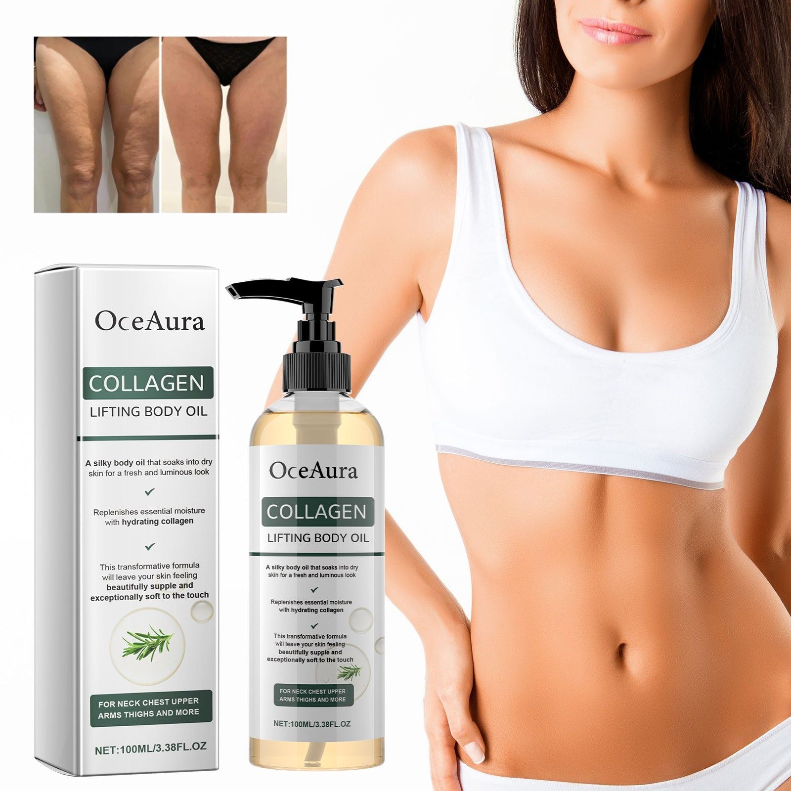Collagen Body Oil, Moisturize Skin, Firm & Lift, Anti-Aging, Full Body Massage ,100ml