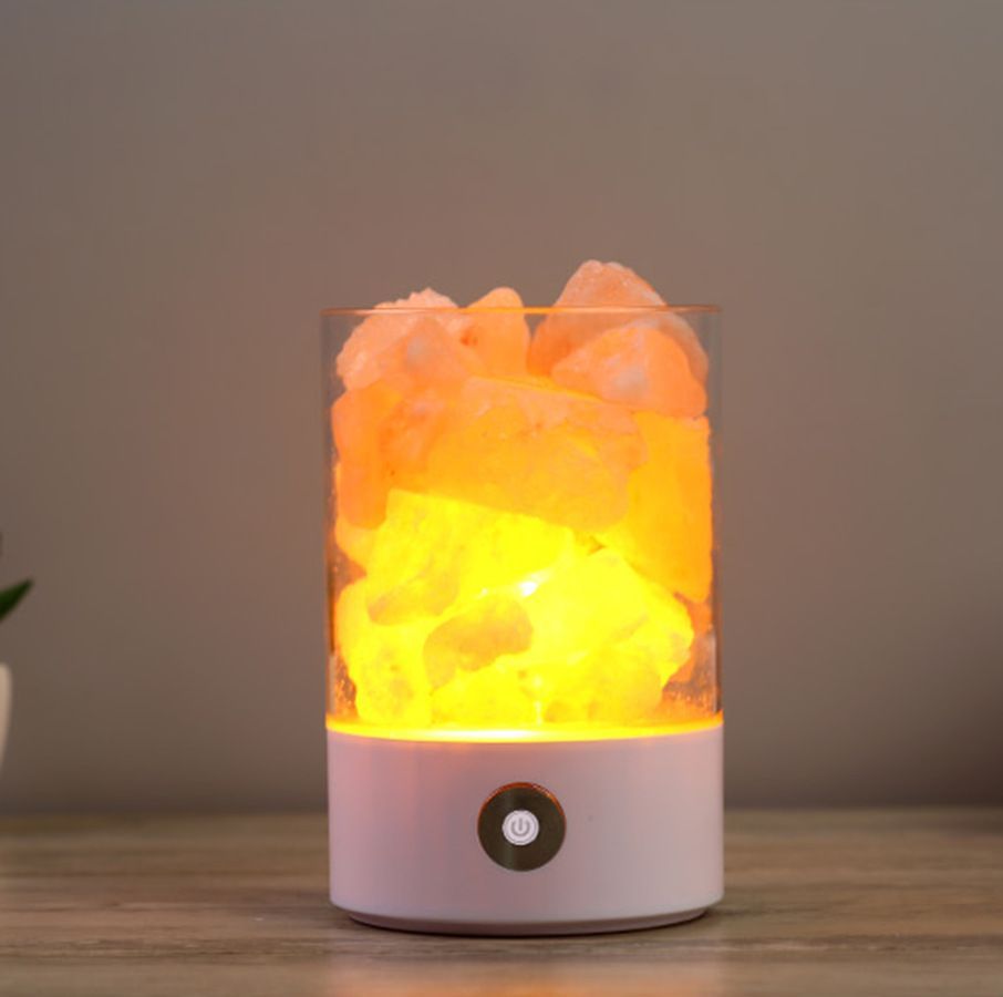 Crystal Salt Lamp Glowing Air Purifier Bedroom Sleep Aid Relax Night Light