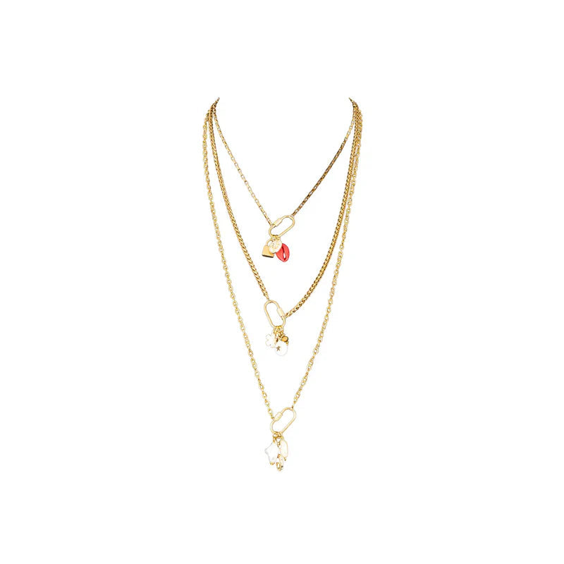 The Dark Layered Gold Chain Necklace with Charms
