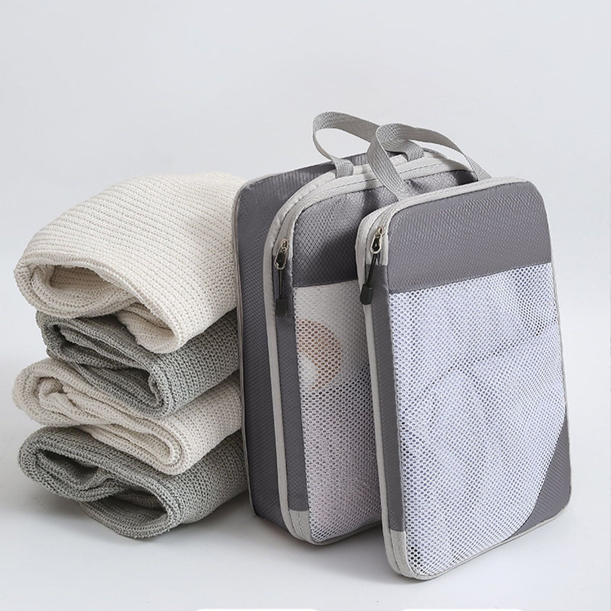 3pcs Expandable Storage Bag Backpack Organizer Compression Packing Cubes for Suitcases