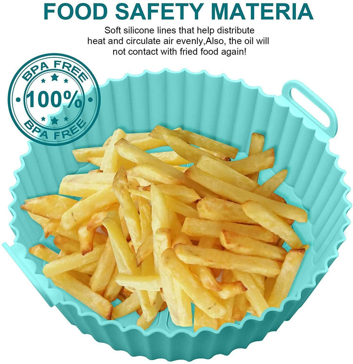 2Pcs Silicone Air Fryer Liner Reusable Air Fryer Basket 7.5 Inch Baking Tray