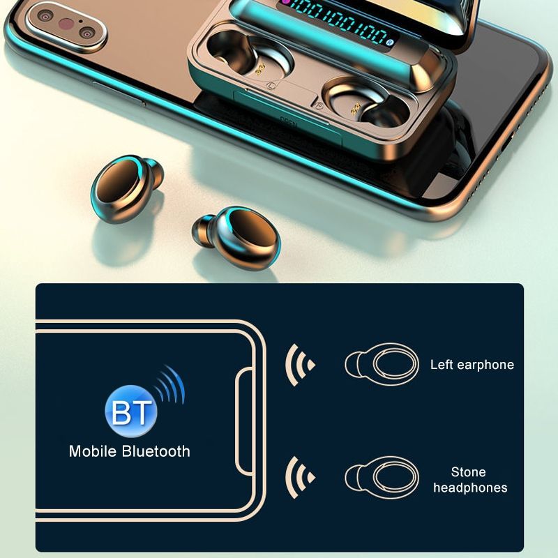 F9-5C Three-screen Digital Display Bluetooth Earphone