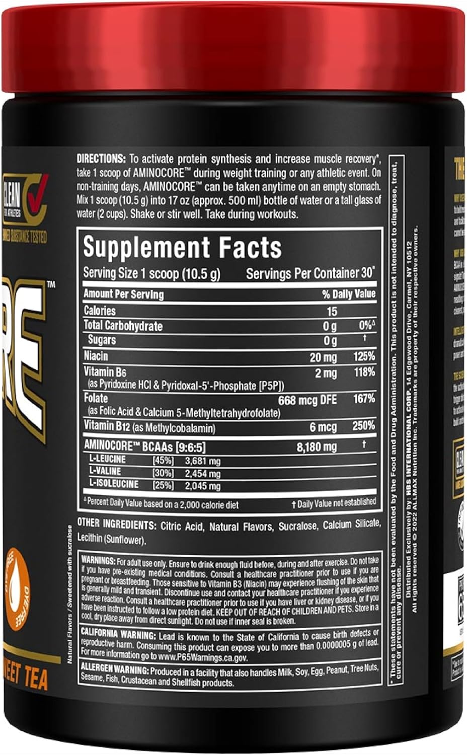 Allmax Nutrition Aminocore Bcaa Sweet Tea 315g