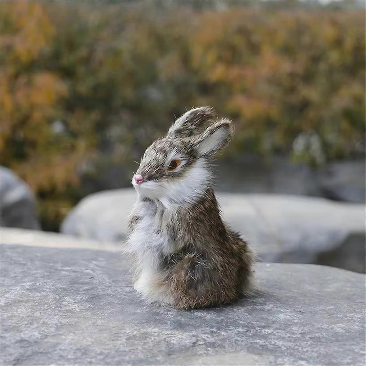 Realistic Faux Bunny Fur Model,Lifelike Animal Figurine, Grey
