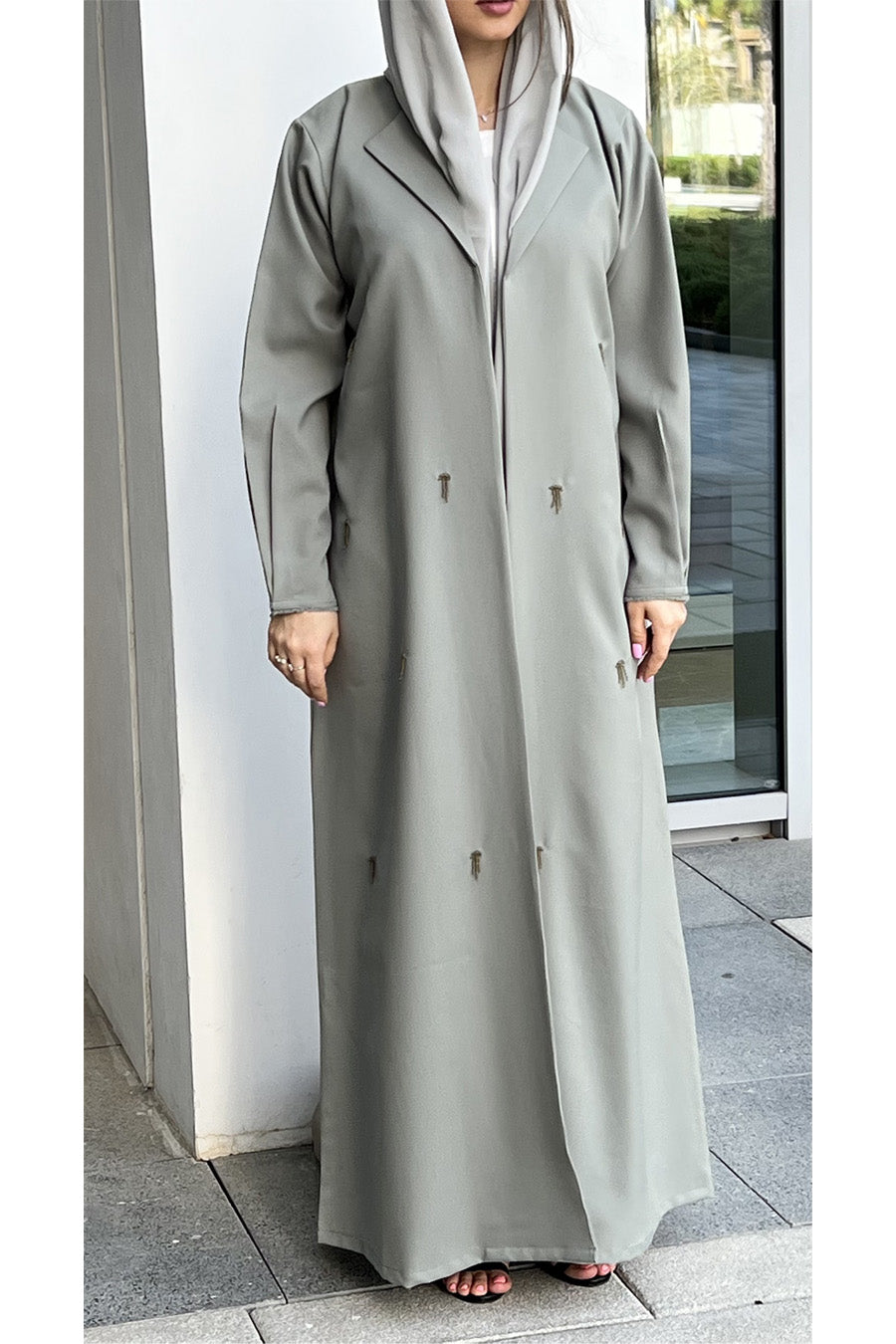 MOiSTREET Polyester Grey Abaya
