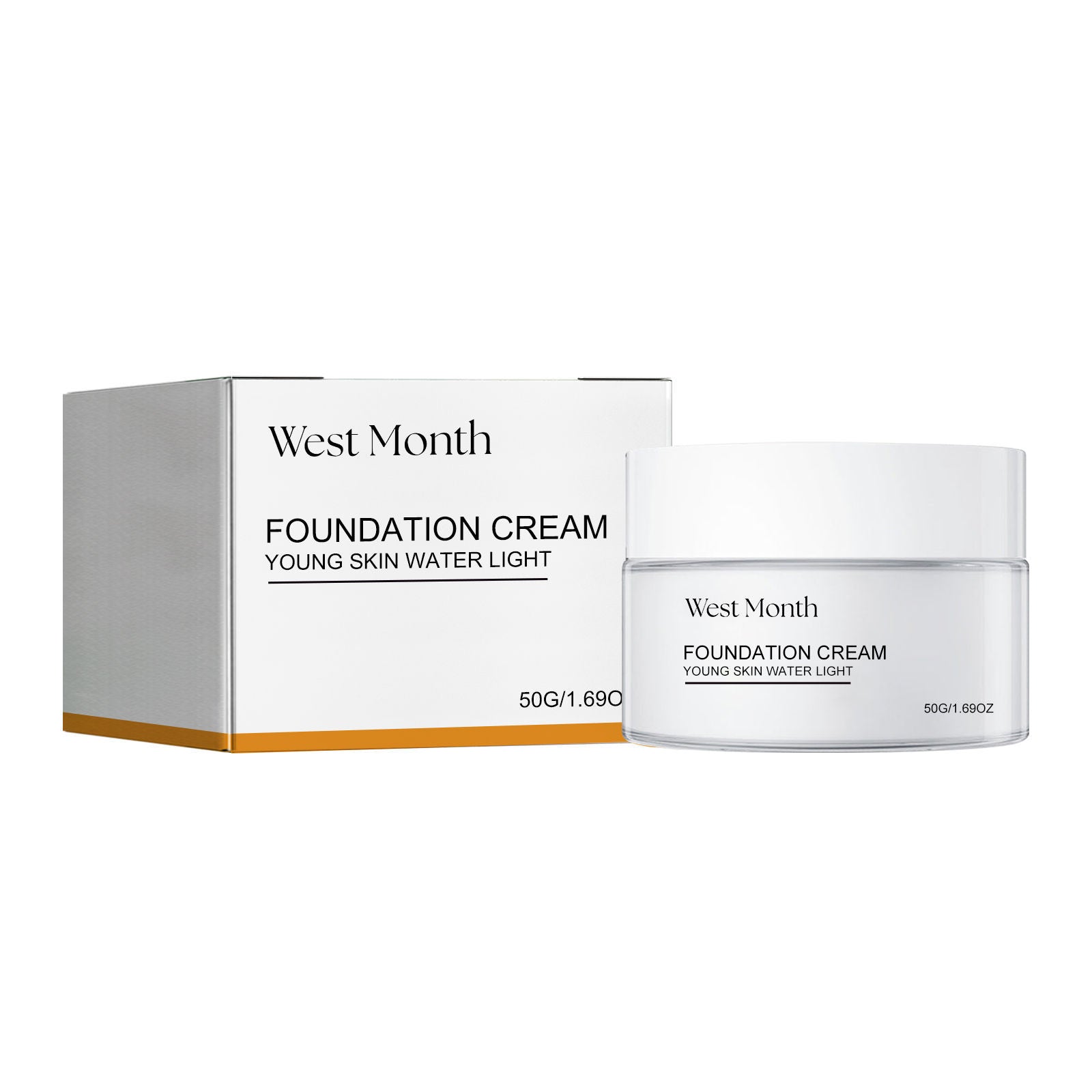 Brightening Foundation Cream, Lighten Skin Tone, Long-lasting Moisturizing Concealer ,50g