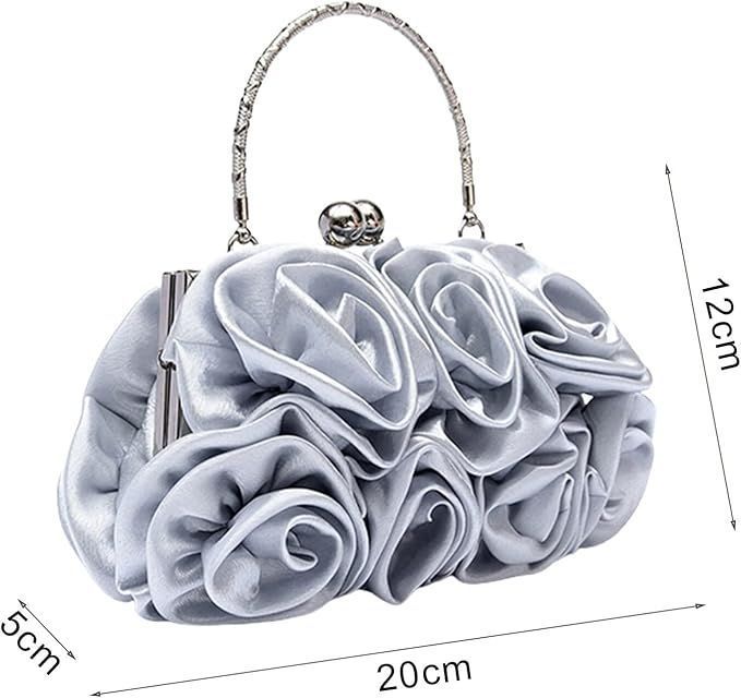 Woman Evening Bag Flower Satin Pouch Clutch Bag for Wedding Party