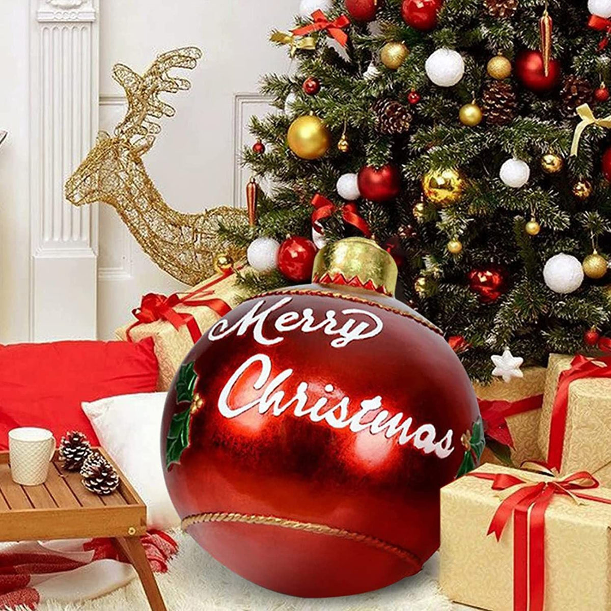 23.6 Inch Christmas Inflatable Decorated Ball Xmas Outdoor Ornament Holiday Decoration