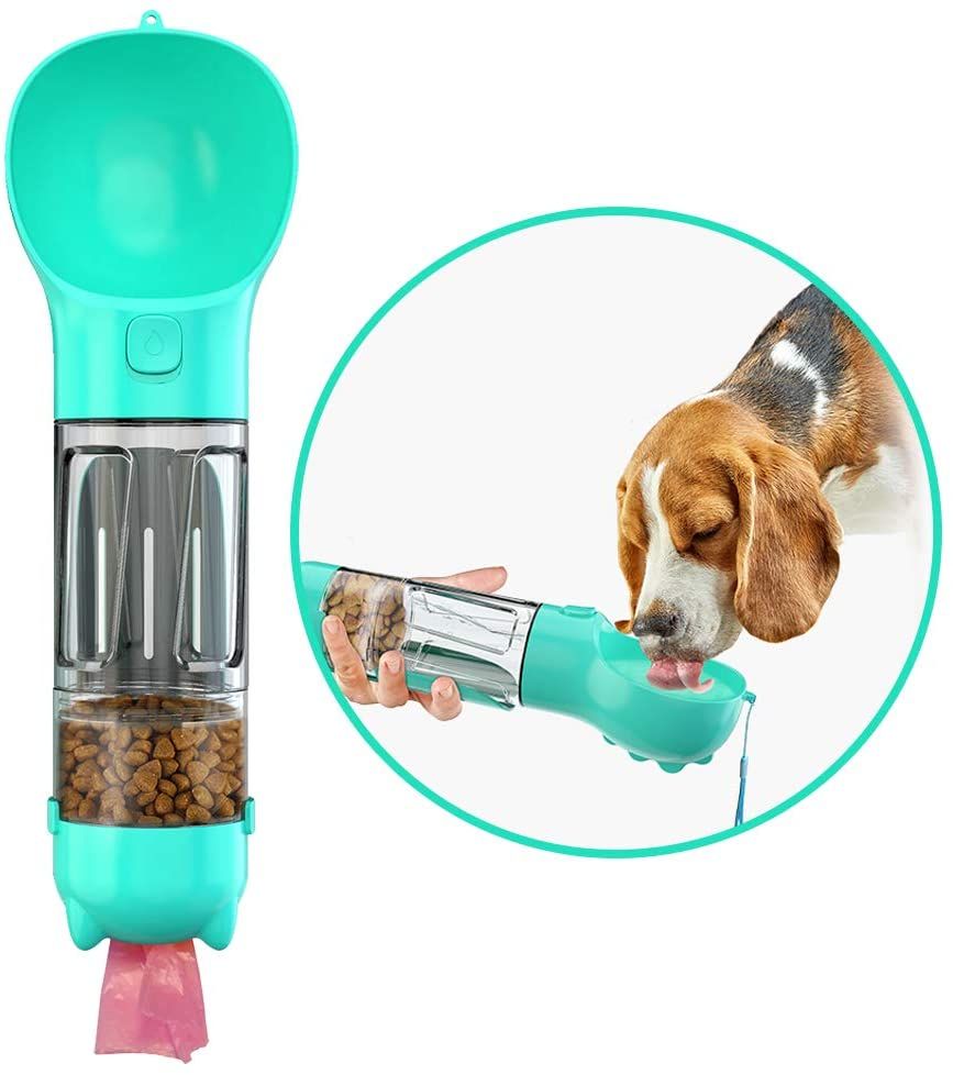 Pet Dispensor With Food Storage Drinking Bowl Poop Bagand Shovel
