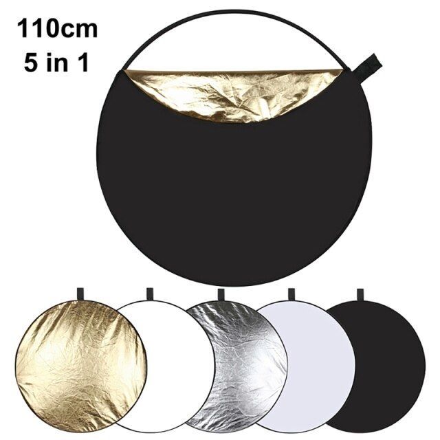 Photographic reflector 110cm golden / silver / white / black / soft, 5 on 1 fold