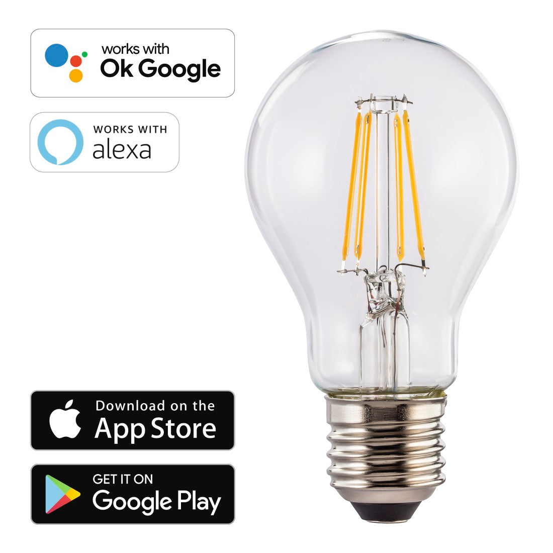 Hama 176555 WiFi LED Filament، E27، 7W، أبيض دافئ، قابل للتعتيم