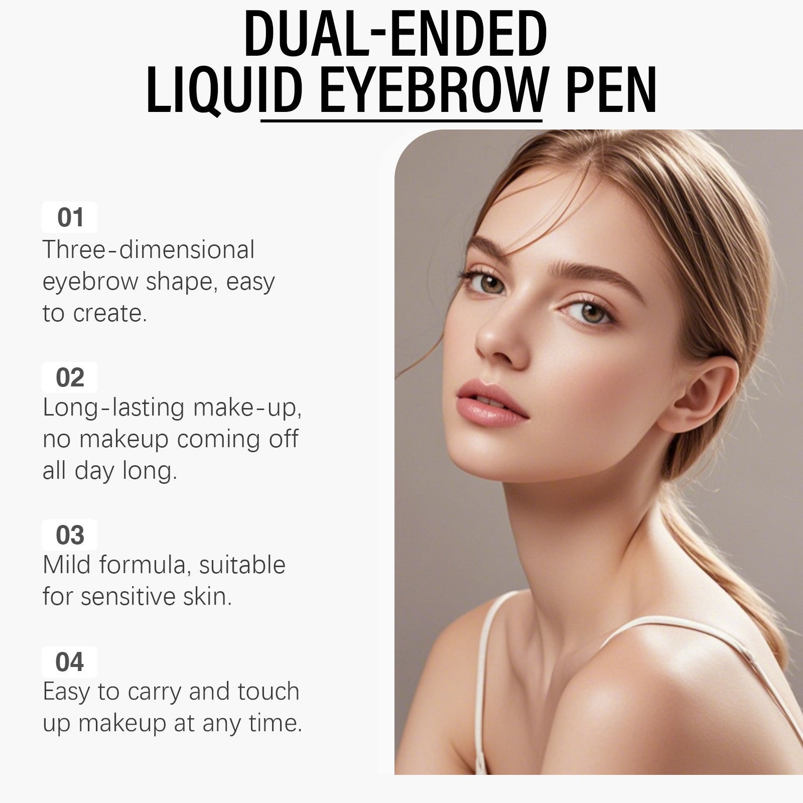 Dark Brown Two-In-One Eyebrow Pencil for Perfect Eyebrow Modification, Long-Lasting, Easy to Use ,0.3ml
