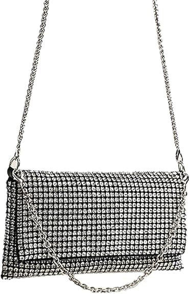 Women Rhinestone Evening Bag Handbag Bling Sequin Purse Sparkly Shoulder Bag for Party