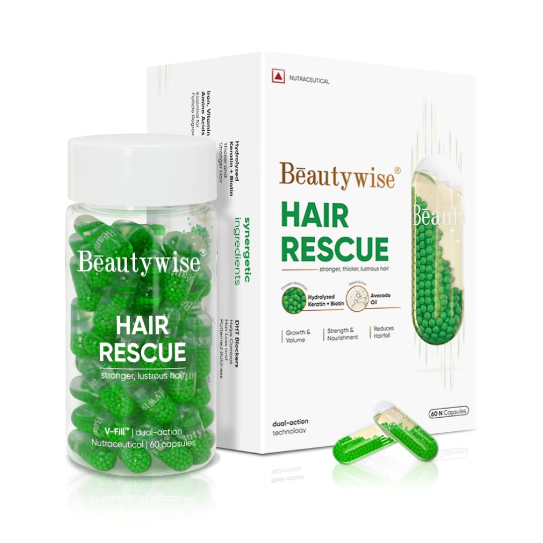 Beautywise Hair Rescue | تقنية مزدوجة المفعول | أحماض أمينية، فيتامينات، معادن، 60 حبة (عبوة واحدة)