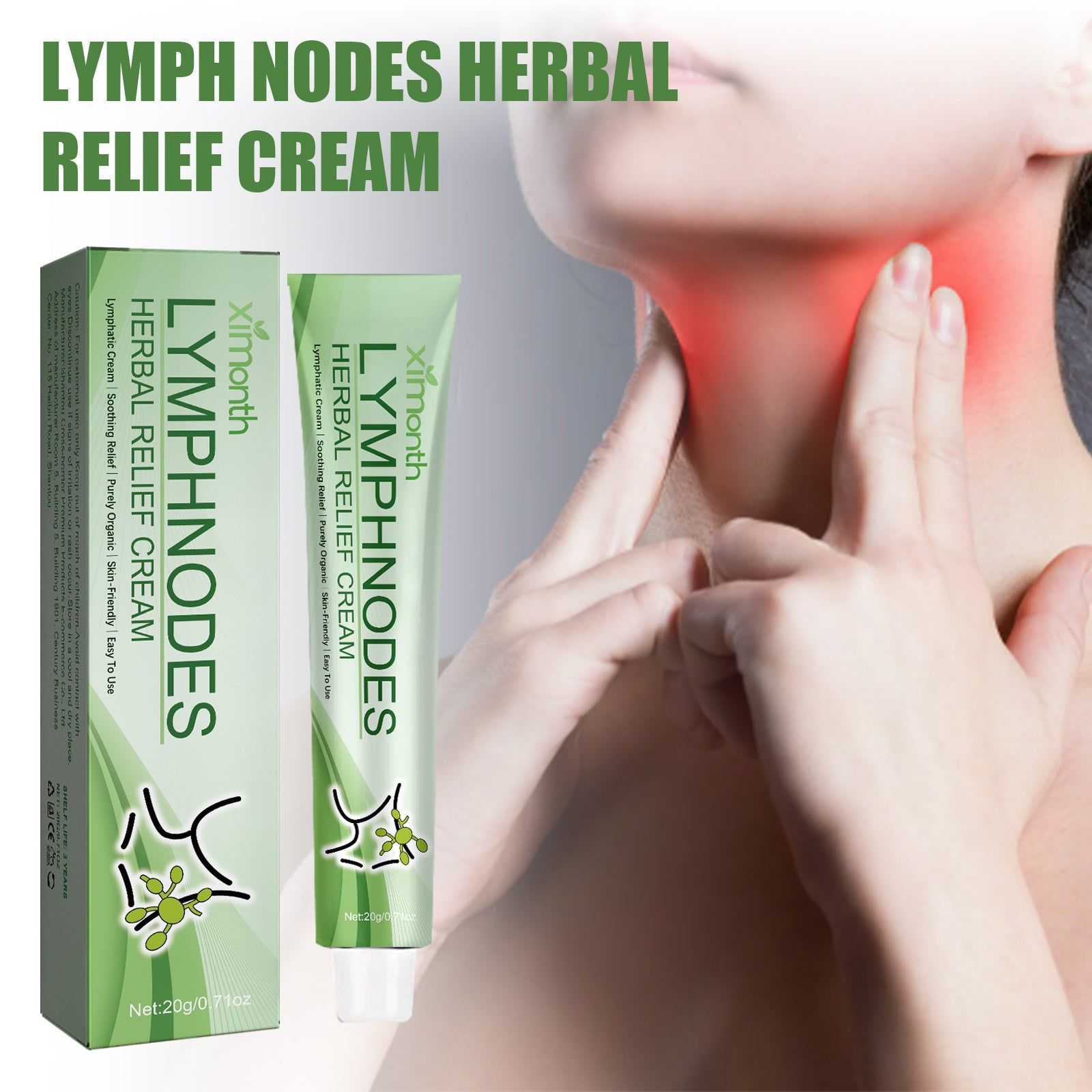 Herbal Body Care Cream, Lymph Repair, Swelling Relief, Detox, Pain Relief ,20g