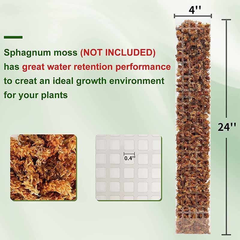 4pcs 24 inch Plastic Moss Pole for Plants Sphagnum Moss Monstera Plants Climbing Poles