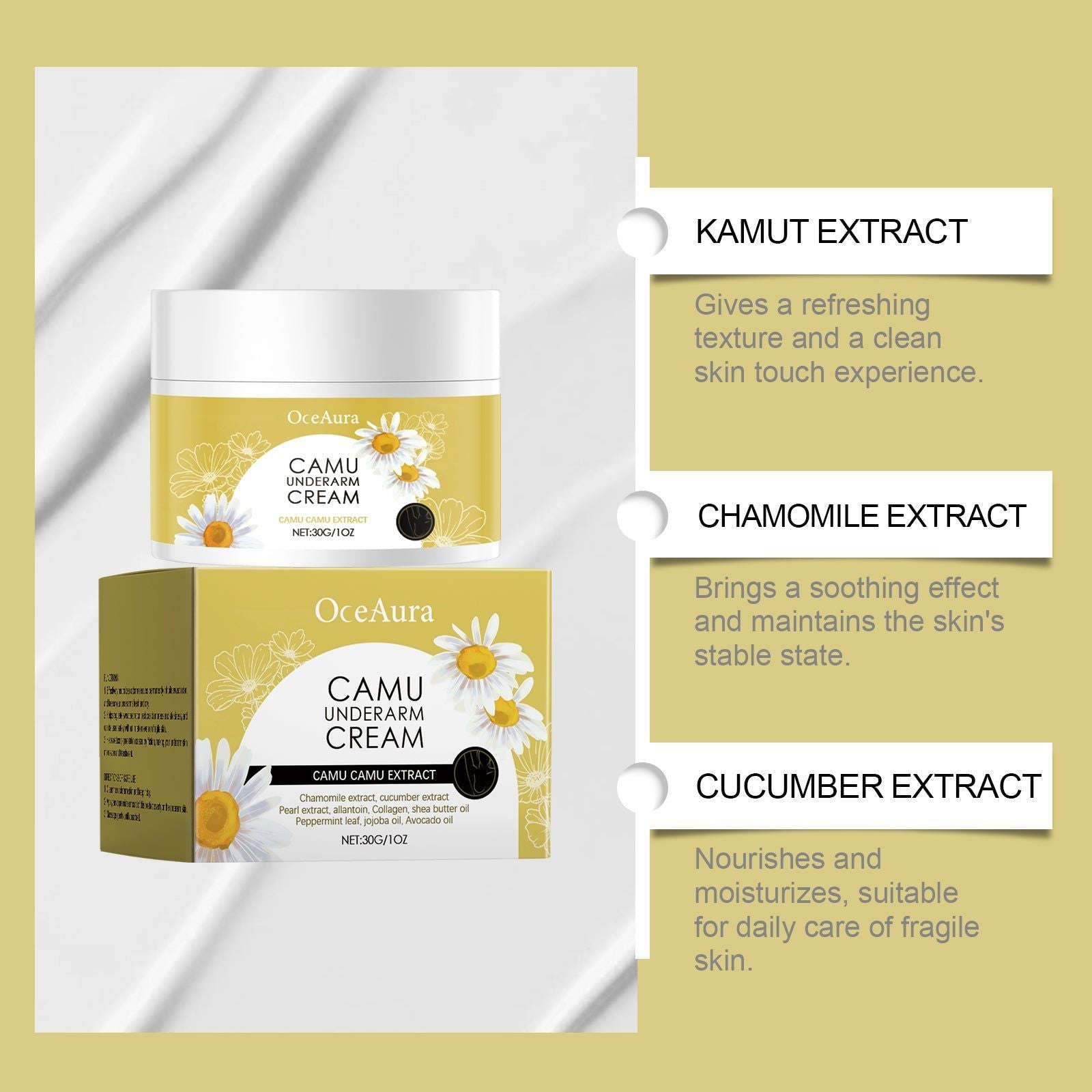 Body Care Cream, Gently Neutralizes Odor, Long-Lasting Freshness, Daily Body Cleansing ,30g