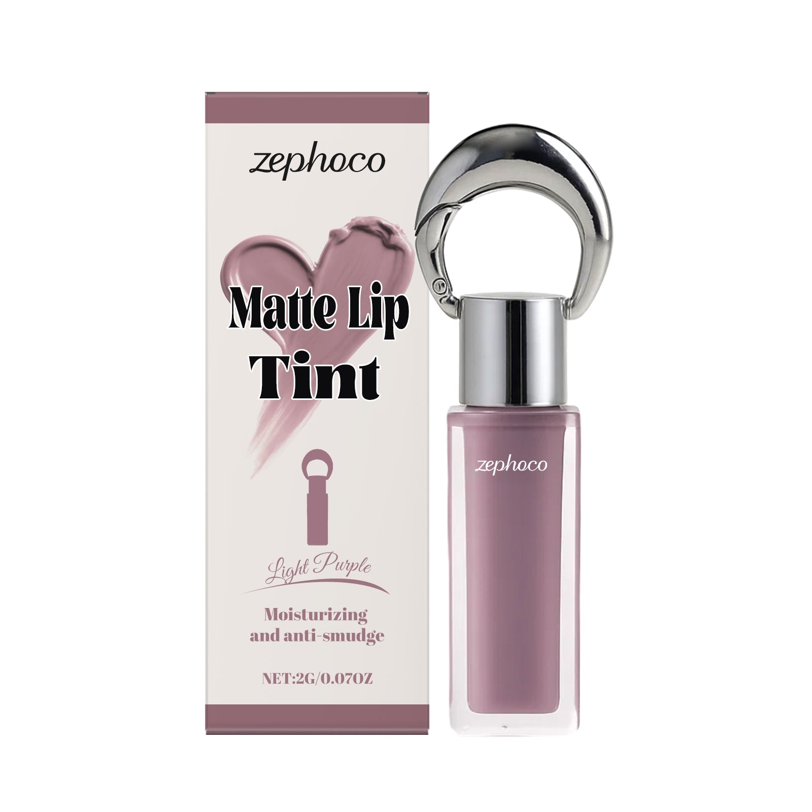 Light Purple Matte Lip Gloss, Long-Lasting Lip Makeup, Hydrating, Waterproof ,2g