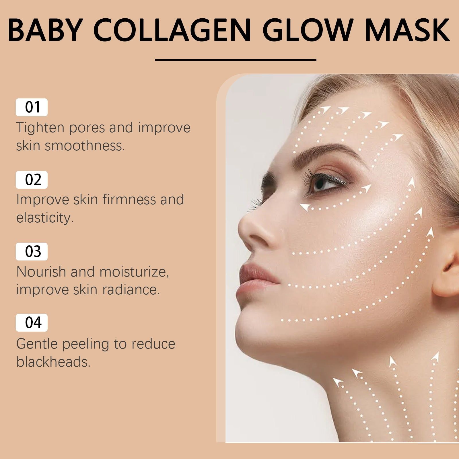 Collagen Peel Mask, Anti-Wrinkle, Brightening, Hydrating, Pore Refining ,1set