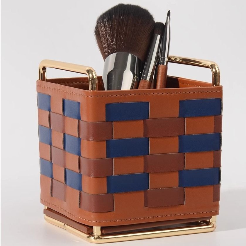 PU Leather Storage Basket Decorative Home Desktop Organizer for Bathroom Bedroom