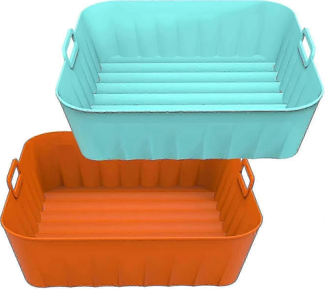 2pcs Square Air Fryer Silicone Pot, Reusable Silicone Air Fryer Liners Fit For 4 To 7 Qt, Air Fryer Accessories