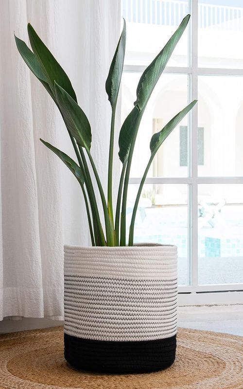 Mini Woven Jute Cotton Rope Plant Storage Basket for Home