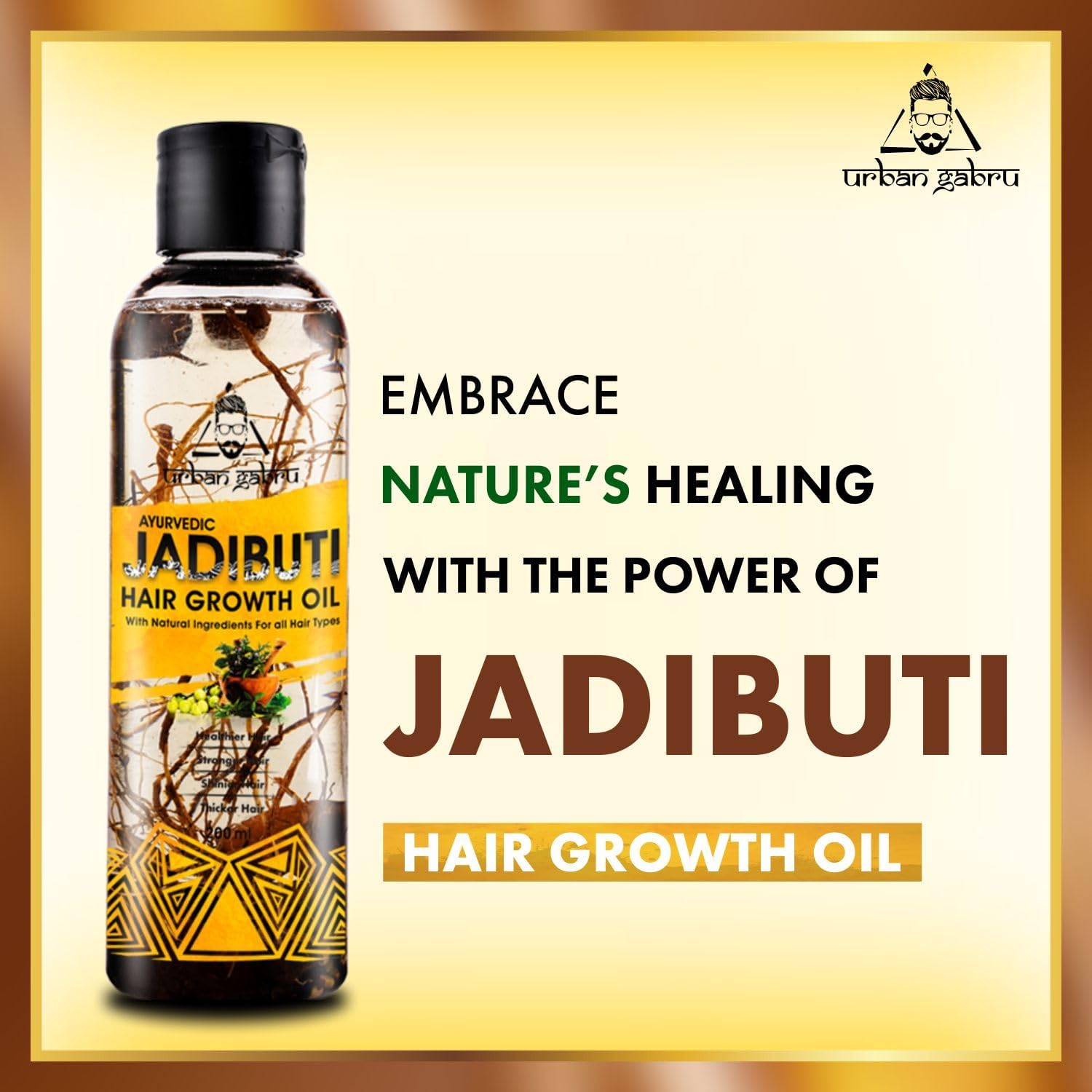 Urban Gabru Ayurvedic Jadibuti Hair Oil for Hair Fall Control and hair Growth with Natural Herb 200 ml