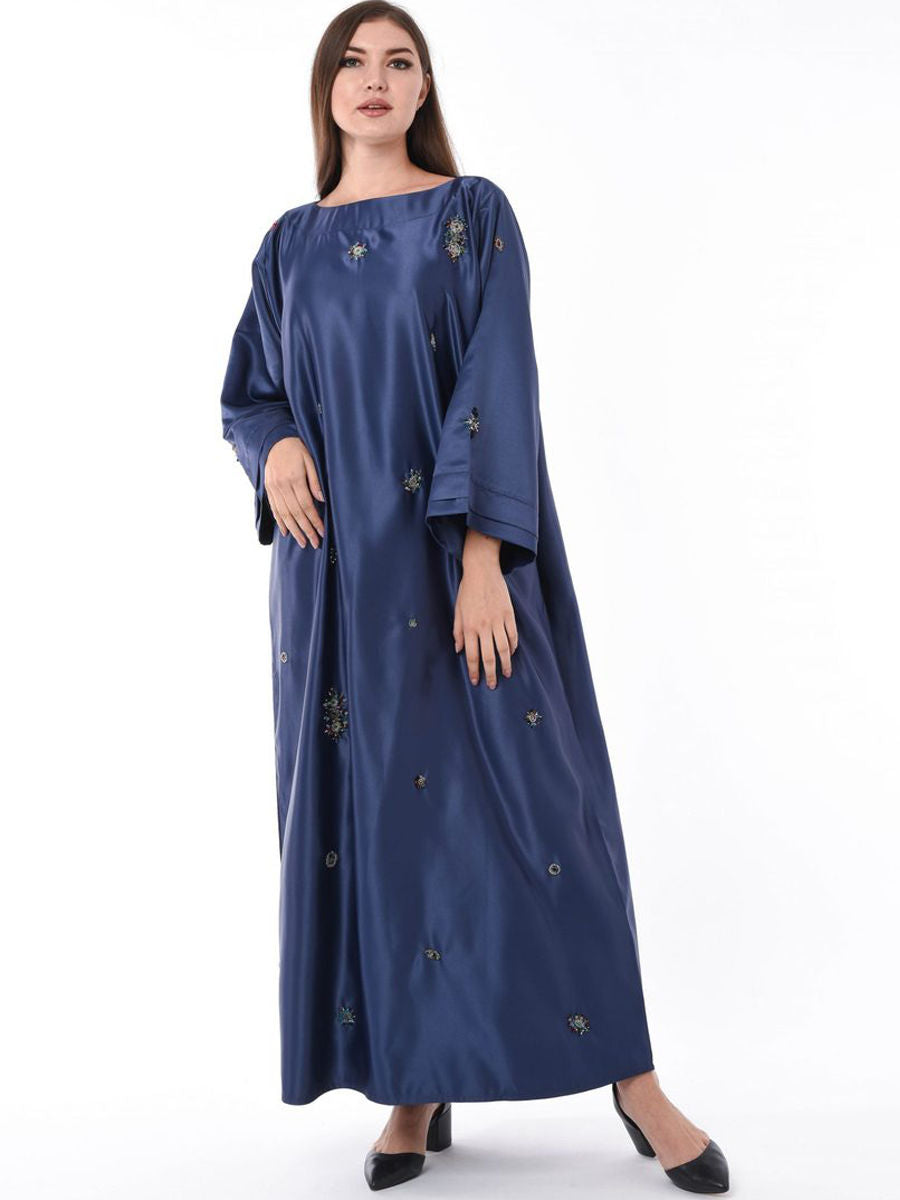 MOiSTREET Navy Kaftan with Hand Embroidery