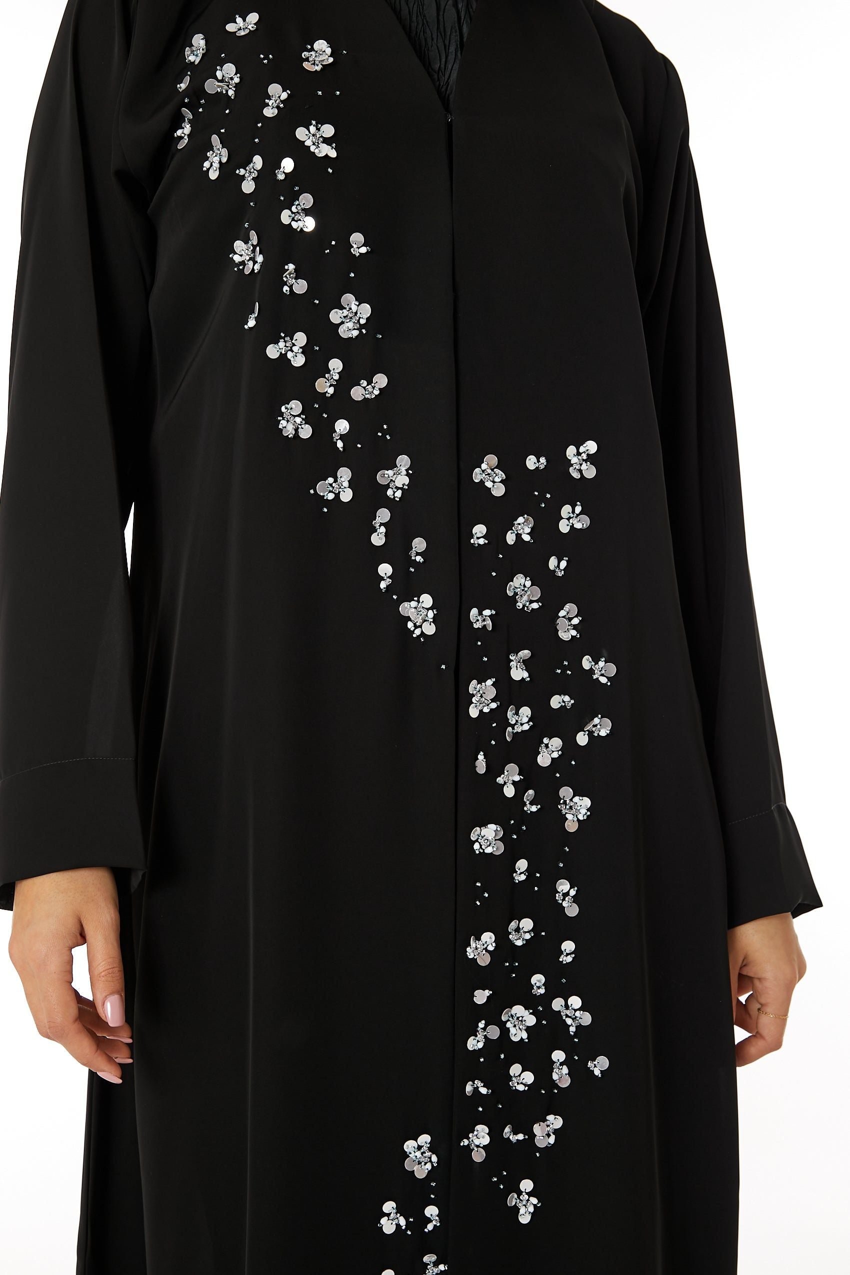 MOiSTREET Black Nida Embellished Abaya