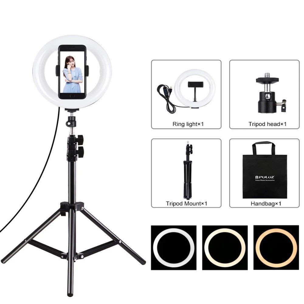 Tripod and mobile clamp for Selfie of LED, 7.9 inches, lights kit for vlogging
